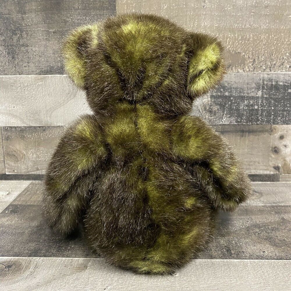 Pottery Barn Sitting Yarn Nose Teddy Bear Green Plush Stuffed Animal - Picture 5 of 8